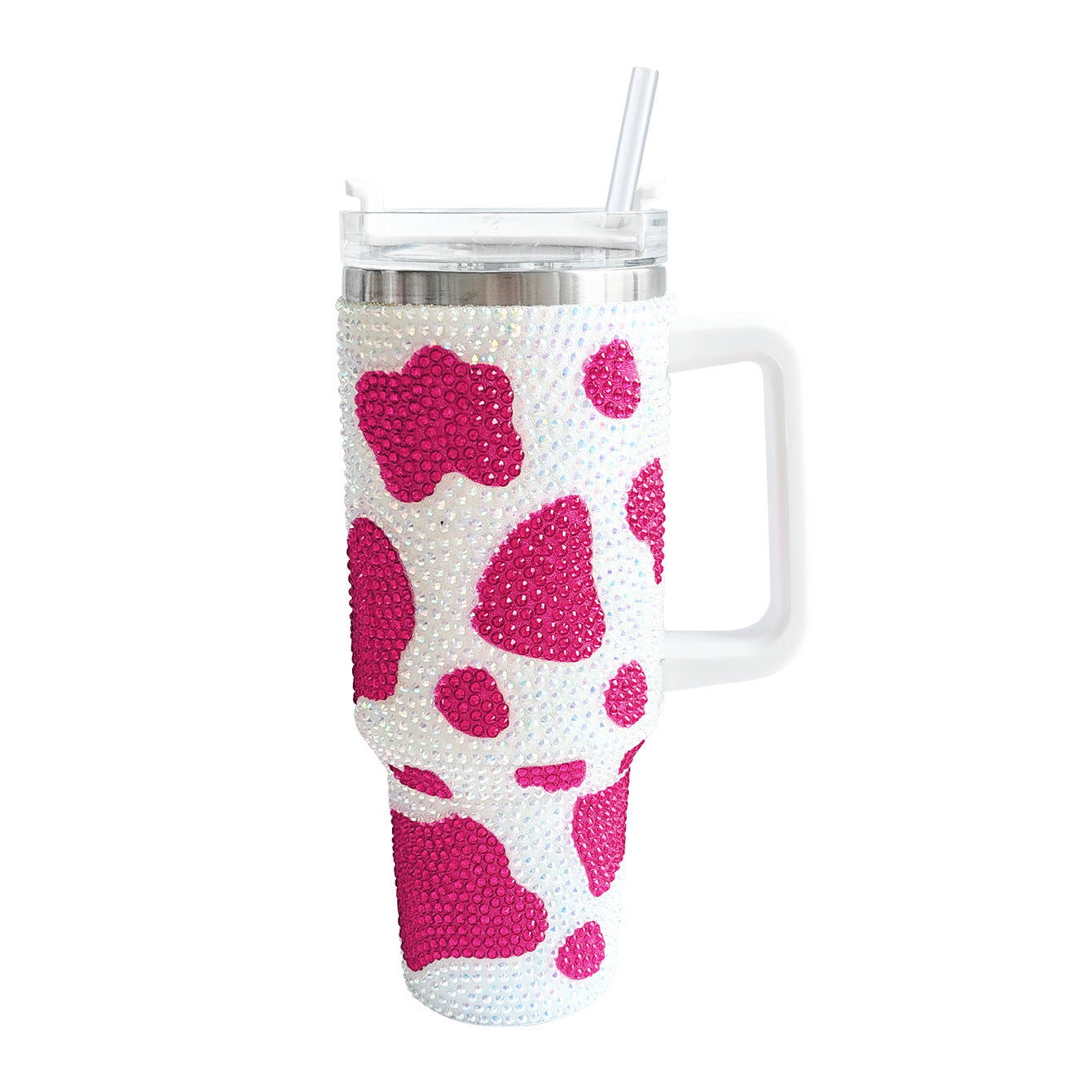Wholesale Tumbler Ice Bullies Cup  40oz Cow Pattern Diamond-encrusted Portable Thermos Tumbler Cup